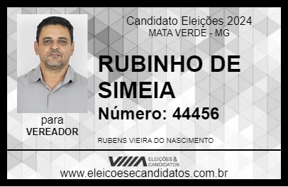 Candidato RUBINHO DE SIMEIA 2024 - MATA VERDE - Eleições