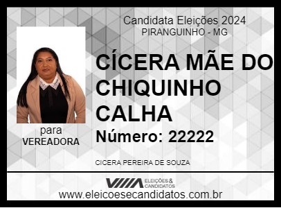 Candidato CÍCERA MÃE DO CHIQUINHO CALHA 2024 - PIRANGUINHO - Eleições