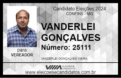 Candidato VANDERLEI GONÇALVES  2024 - CONFINS - Eleições