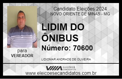 Candidato LIDIM DO ÔNIBUS 2024 - NOVO ORIENTE DE MINAS - Eleições