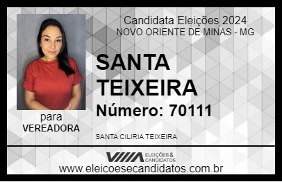 Candidato SANTA TEIXEIRA 2024 - NOVO ORIENTE DE MINAS - Eleições