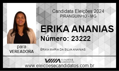 Candidato ERIKA ANANIAS 2024 - PIRANGUINHO - Eleições