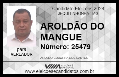 Candidato AROLDÃO DO MANGUE 2024 - JEQUITINHONHA - Eleições