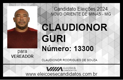 Candidato CLAUDIONOR GURI 2024 - NOVO ORIENTE DE MINAS - Eleições