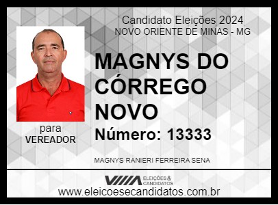 Candidato MAGNYS DO CÓRREGO NOVO 2024 - NOVO ORIENTE DE MINAS - Eleições