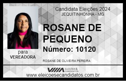 Candidato ROSANE DE PEQUENO 2024 - JEQUITINHONHA - Eleições