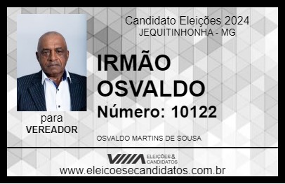 Candidato IRMÃO OSVALDO 2024 - JEQUITINHONHA - Eleições