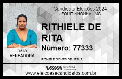 Candidato RITHIELE DE RITA 2024 - JEQUITINHONHA - Eleições