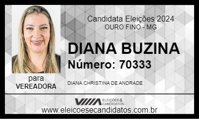 Candidato DIANA BUZINA 2024 - OURO FINO - Eleições