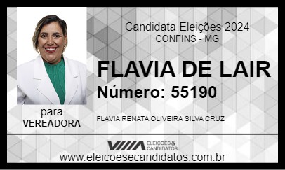 Candidato FLAVIA DE LAIR 2024 - CONFINS - Eleições