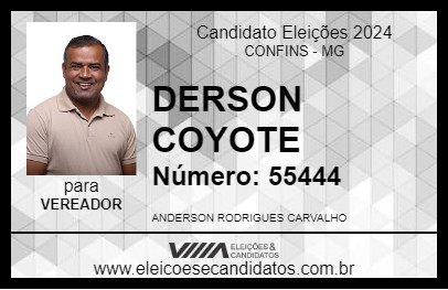 Candidato DERSON COYOTE 2024 - CONFINS - Eleições