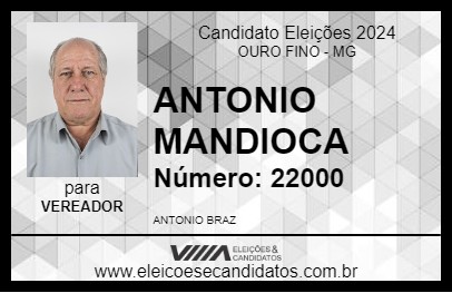 Candidato ANTONIO MANDIOCA 2024 - OURO FINO - Eleições