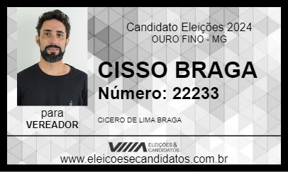 Candidato CISSO BRAGA 2024 - OURO FINO - Eleições