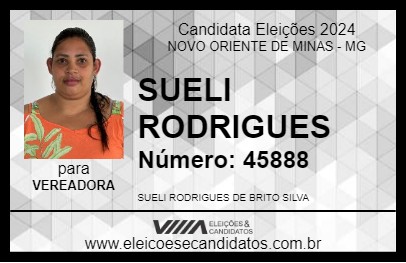 Candidato SUELI RODRIGUES 2024 - NOVO ORIENTE DE MINAS - Eleições