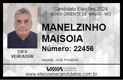 Candidato MANELZINHO MAISOIA 2024 - NOVO ORIENTE DE MINAS - Eleições