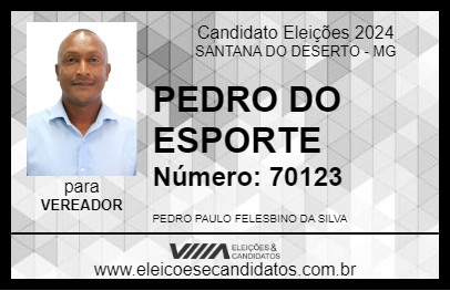 Candidato PEDRO DO ESPORTE 2024 - SANTANA DO DESERTO - Eleições