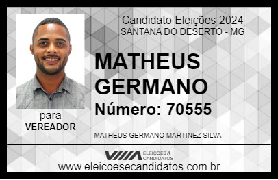 Candidato MATHEUS GERMANO 2024 - SANTANA DO DESERTO - Eleições