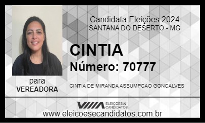 Candidato CINTIA 2024 - SANTANA DO DESERTO - Eleições