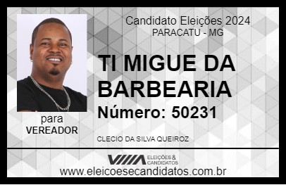 Candidato TI MIGUE DA BARBEARIA 2024 - PARACATU - Eleições