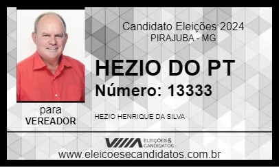 Candidato HEZIO DO PT 2024 - PIRAJUBA - Eleições