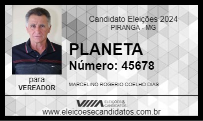 Candidato PLANETA 2024 - PIRANGA - Eleições