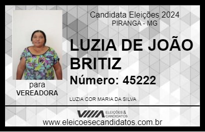 Candidato LUZIA DE JOÃO BRITIZ 2024 - PIRANGA - Eleições