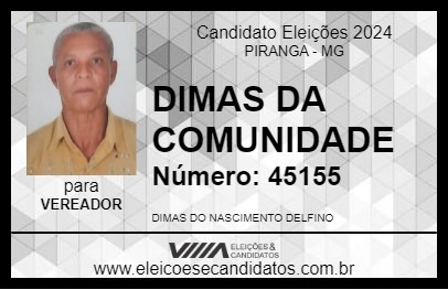 Candidato DIMAS DA COMUNIDADE 2024 - PIRANGA - Eleições