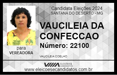 Candidato VAUCILEIA DA CONFECCAO 2024 - SANTANA DO DESERTO - Eleições