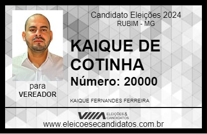 Candidato KAIQUE DE COTINHA 2024 - RUBIM - Eleições