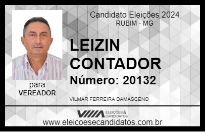 Candidato LEIZIN CONTADOR 2024 - RUBIM - Eleições