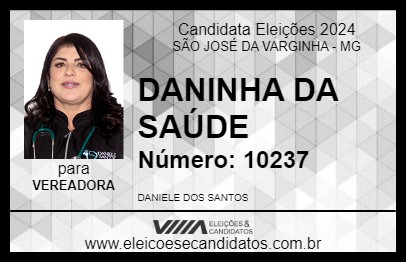 Candidato DANINHA DA SAÚDE 2024 - SÃO JOSÉ DA VARGINHA - Eleições