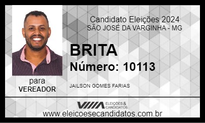 Candidato BRITA 2024 - SÃO JOSÉ DA VARGINHA - Eleições