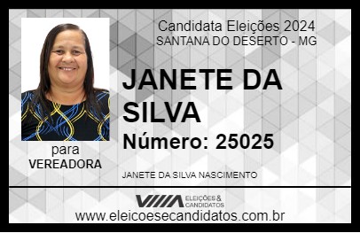 Candidato JANETE DA SILVA 2024 - SANTANA DO DESERTO - Eleições