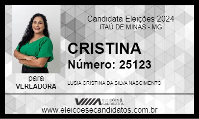 Candidato CRISTINA 2024 - ITAÚ DE MINAS - Eleições