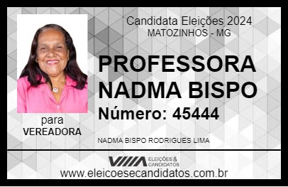 Candidato PROFESSORA NADMA BISPO 2024 - MATOZINHOS - Eleições