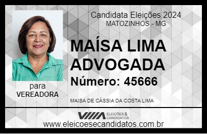 Candidato MAÍSA LIMA ADVOGADA 2024 - MATOZINHOS - Eleições