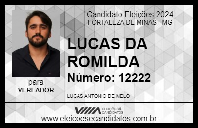 Candidato LUCAS DA ROMILDA 2024 - FORTALEZA DE MINAS - Eleições