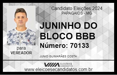 Candidato JUNINHO DO BLOCO BBB 2024 - PAPAGAIOS - Eleições