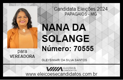 Candidato NANA DA SOLANGE 2024 - PAPAGAIOS - Eleições