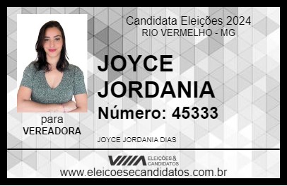 Candidato JOYCE JORDANIA 2024 - RIO VERMELHO - Eleições