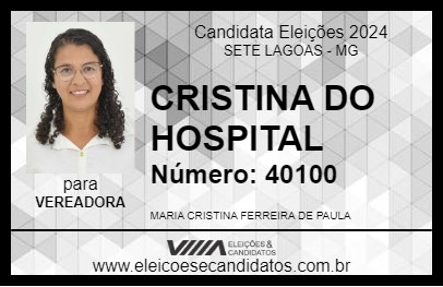 Candidato CRISTINA DO HOSPITAL 2024 - SETE LAGOAS - Eleições