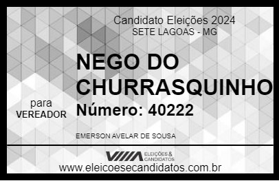 Candidato NEGO DO CHURRASQUINHO 2024 - SETE LAGOAS - Eleições