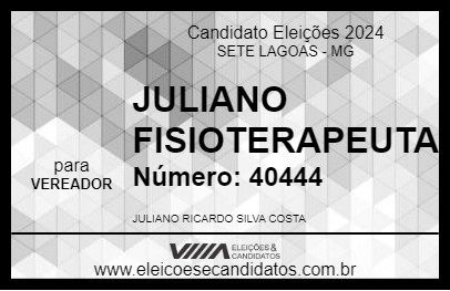 Candidato JULIANO FISIOTERAPEUTA  2024 - SETE LAGOAS - Eleições