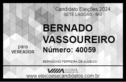 Candidato BERNADO VASSOUREIRO 2024 - SETE LAGOAS - Eleições