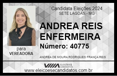 Candidato ANDREA REIS ENFERMEIRA  2024 - SETE LAGOAS - Eleições