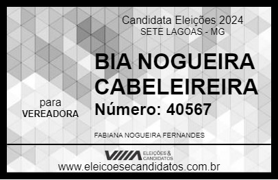 Candidato BIA NOGUEIRA CABELEIREIRA 2024 - SETE LAGOAS - Eleições