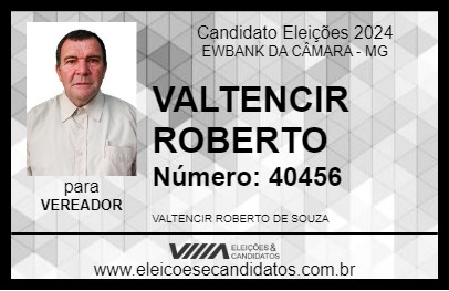 Candidato VALTENCIR ROBERTO 2024 - EWBANK DA CÂMARA - Eleições