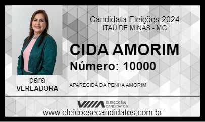 Candidato CIDA AMORIM 2024 - ITAÚ DE MINAS - Eleições