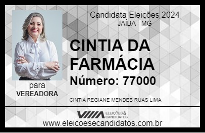 Candidato CINTIA DA FARMÁCIA 2024 - JAÍBA - Eleições