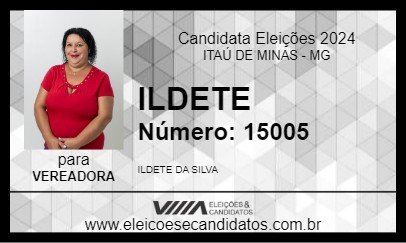 Candidato ILDETE 2024 - ITAÚ DE MINAS - Eleições